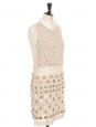 Cream white silk dress embroidered with gold brass, beads and Swarovski crystals Retail price €6000 Size 38