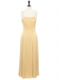 Pastel yellow satin long dress with thin straps Retail price €445 Size XS