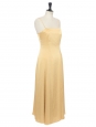 Pastel yellow satin long dress with thin straps Retail price €445 Size XS
