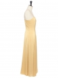 Pastel yellow satin long dress with thin straps Retail price €445 Size XS