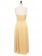 Pastel yellow satin long dress with thin straps Retail price €445 Size XS