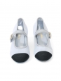 Light blue mary jane low heel shoes with black CC toes Retail price €1,150 Size 38
