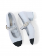 Light blue mary jane low heel shoes with black CC toes Retail price €1,150 Size 38