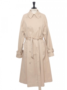 Long belted trench coat in beige cotton Retail price €1050 Size L
