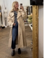 Long belted trench coat in beige cotton Retail price €1050 Size L