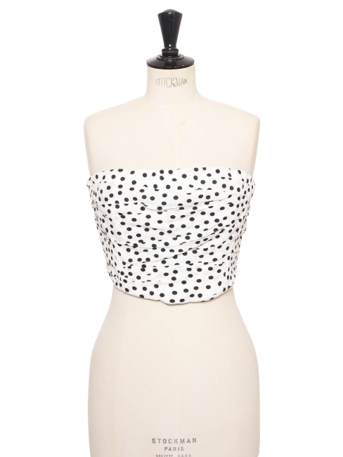 White bustier top with black polka dots Retail price €690 Size 40