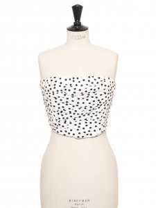White bustier top with black polka dots Retail price €690 Size 40