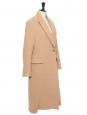 Long round-neck coat in camel brown wool Retail price €1500 Size 36