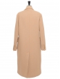 Long round-neck coat in camel brown wool Retail price €1500 Size 36