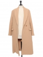 Long round-neck coat in camel brown wool Retail price €1500 Size 36