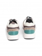 Brown and turquoise leather and canvas sneakers Retail price €1200 Size 38