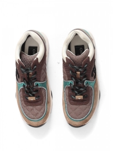 Brown and turquoise leather and canvas sneakers Retail price €1200 Size 38