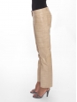 Pantalon en agneau embossé croco beige John Galliano FW 2005 Taille 36