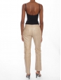 Pantalon en agneau embossé croco beige John Galliano FW 2005 Taille 36