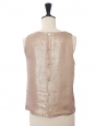 Top sans manche en soie rosé à pois doré  Prix boutique 1400€ Taille 34