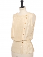 Top en soie blanc crème bouton bijoux doré Prix boutique 1200€ Taille XS