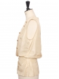 Cream white silk sleeveless top with gold jewelry button Retail price 1200€ Size XS