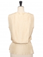 Cream white silk sleeveless top with gold jewelry button Retail price 1200€ Size XS