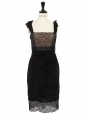 Black corduroy, fine lace and satin bow straps dress Retail price €6500 Size XS