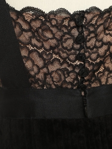 Black corduroy, fine lace and satin bow straps dress Retail price &euro;6500 Size XS