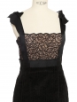 Black corduroy, fine lace and satin bow straps dress Retail price €6500 Size XS