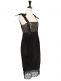 Black corduroy, fine lace and satin bow straps dress Retail price €6500 Size XS