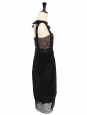 Black corduroy, fine lace and satin bow straps dress Retail price €6500 Size XS