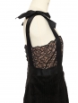 Black corduroy, fine lace and satin bow straps dress Retail price €6500 Size XS