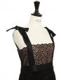 Black corduroy, fine lace and satin bow straps dress Retail price €6500 Size XS