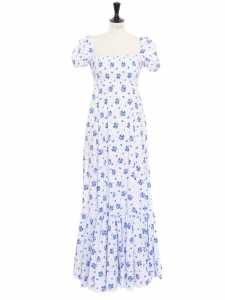 Blue floral white cotton maxi dress Retail price &euro;725 Size XS