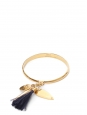 Gold-plated brass bracelet with blue feather pompoms Retail price 420€