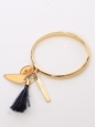 Gold-plated brass bracelet with blue feather pompoms Retail price 420€