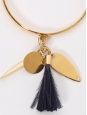 Bracelet en laiton doré à pompoms plumes bleu Prix boutique 420€