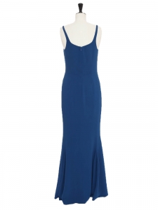 Long evening dress with sweetheart neckline in ocean blue crepe Retail price &euro;1,500 Size 38