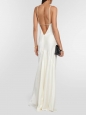 White satin deep open back with crossed straps wedding gown Size S