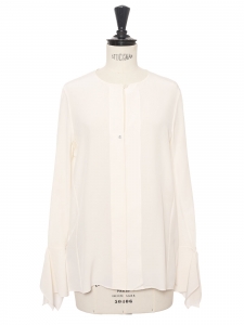 Blouse manches longues en 100% soie mulberry blanc cr&egrave;me Prix boutique 1290&euro; Taille S/M