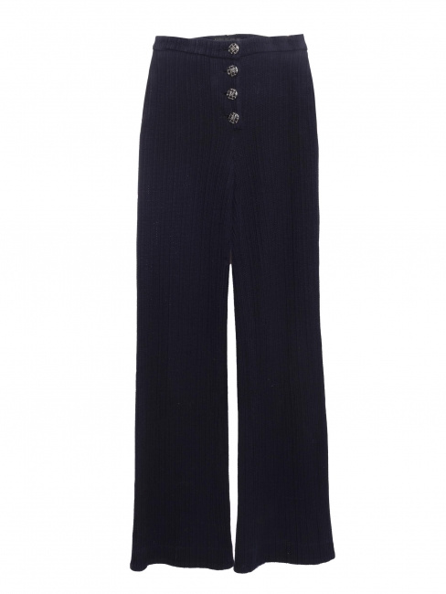 Navy blue cotton knit straight leg trousers with jewelry buttons Retail price &euro;3150 Size XS