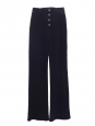 Pantalon droit en maille bleu marine boutons bijoux en émail Prix boutique 3150€ Taille XS