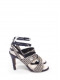 Navy blue and white striped leather heel sandals Cruise 2020/2021 Retail price €950 Size 38