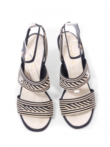 Navy blue and white striped leather heel sandals Cruise 2020/2021 Retail price &euro;950 Size 38