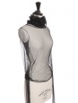 Long-sleeved turtleneck top in black tulle
