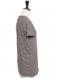 Short-sleeved cotton T-shirt with blue, beige, white and black stripes Retail price 900€ Size 38