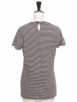 Short-sleeved cotton T-shirt with blue, beige, white and black stripes Retail price 900€ Size 38