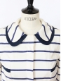 Robe marinière manches longues en soie rayée bleu marine et blanche Taille 40