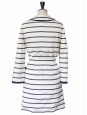 Robe marinière manches longues en soie rayée bleu marine et blanche Taille 40
