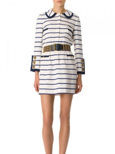 Marine white and blue striped long sleeves dress Size 40