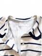 Robe marinière manches longues en soie rayée bleu marine et blanche Taille 40