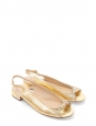 Gold exotic leather flat sandals embellished with gold chains Retail price €1030 Size 38