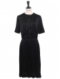 CHANEL Black silk short sleeves dress with jewelry buttons Retail price €4200 Size XS