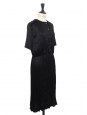 CHANEL Robe manches courtes en soie noire boutons bijoux dorés Prix boutique 4200€ Taille XS